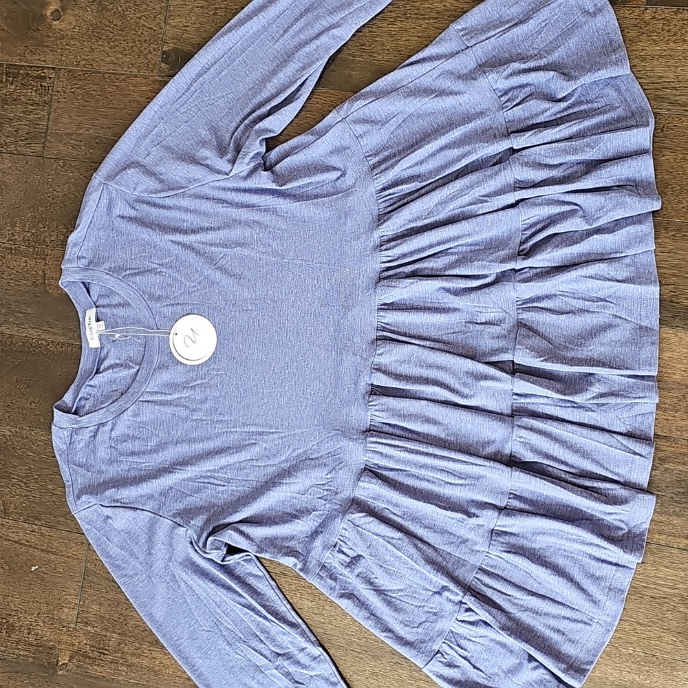 Urban Fem Plus Size Women's Long Sleeve Ruffle Babydoll Knit Blouse 22/24 NWT - Picture 2 of 7